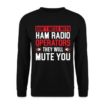 Leg dich nicht mit Funkamateuren an Funkamateure w - Unisex Pullover - Schwarz - Vorne - Alina (178cm) & Michal (187cm)