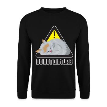 Do not disturb - Schlafende Katze Warnschild - Unisex Pullover - Schwarz - Vorne - Alina (178cm) & Michal (187cm)