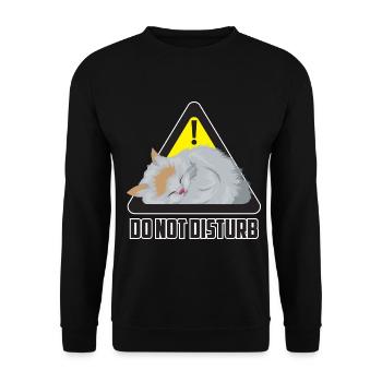 Do not disturb - Schlafende Katze Warnschild - Unisex Pullover - Schwarz - Vorne - Alina (178cm) & Michal (187cm)