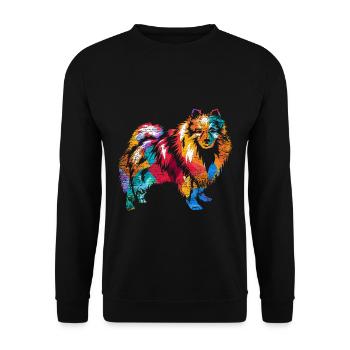 Wuscheliger Keeshond Begleithund - Unisex Pullover - Schwarz - Vorne - Alina (178cm) & Michal (187cm)
