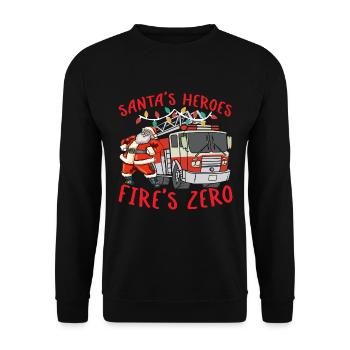 Santa's Heroes Feuerwehr Null Brandbekämpfung Weih - Unisex Pullover - Schwarz - Vorne - Alina (178cm) & Michal (187cm)