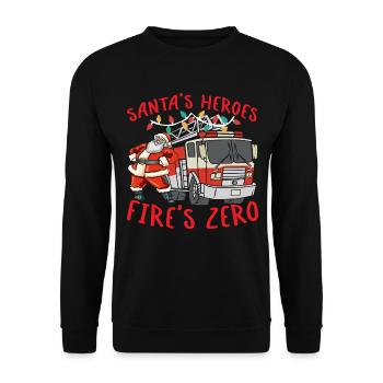 Santa's Heroes Feuerwehr Null Brandbekämpfung Weih - Unisex Pullover - Schwarz - Vorne - Alina (178cm) & Michal (187cm)