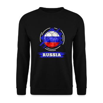 Russia Fußball - Ball in Russland Farben - Unisex Pullover - Schwarz - Vorne - Alina (178cm) & Michal (187cm)