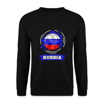 Russia Fußball - Ball in Russland Farben - Unisex Pullover - Schwarz - Vorne - Alina (178cm) & Michal (187cm)