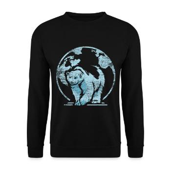 Schmelzender Eisbär Klimawandel - Unisex Pullover - Schwarz - Vorne - Alina (178cm) & Michal (187cm)