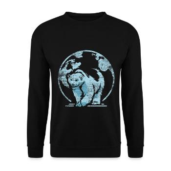 Schmelzender Eisbär Klimawandel - Unisex Pullover - Schwarz - Vorne - Alina (178cm) & Michal (187cm)