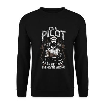 Wagemutiger Flugzeugpilot Cockpit - Unisex Pullover - Schwarz - Vorne - Alina (178cm) & Michal (187cm)
