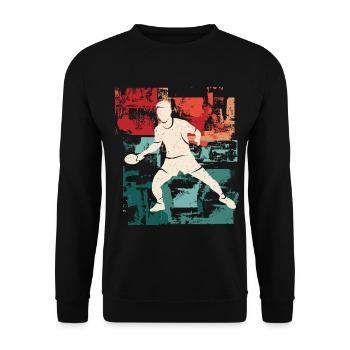 Tischtennis Spieler Ping Pong Tischtennisspieler - Unisex Pullover - Schwarz - Vorne - Alina (178cm) & Michal (187cm)