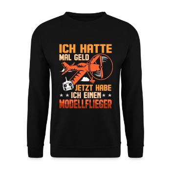 Modellflieger Spruch Modell Flieger RC Flugzeug - Unisex Pullover - Schwarz - Vorne - Alina (178cm) & Michal (187cm)