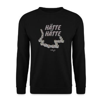 Hätte Hätte Fahrradkette Lustig Fun Motiv - Unisex Pullover - Schwarz - Vorne - Alina (178cm) & Michal (187cm)