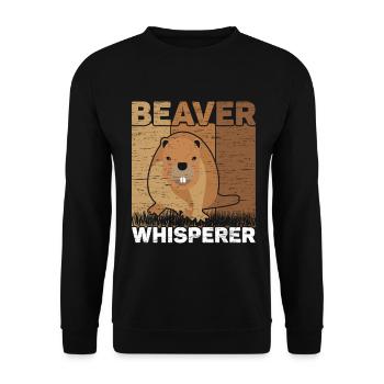 Biberflüsterer Wildtier Tier Kanada Damm Nagetier - Unisex Pullover - Schwarz - Vorne - Alina (178cm) & Michal (187cm)