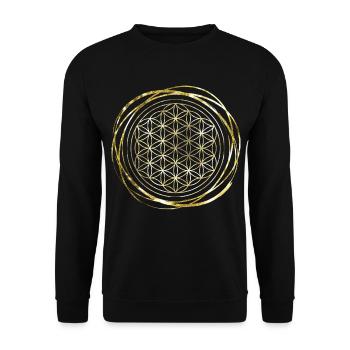 Blume des Lebens gold - Unisex Pullover - Schwarz - Vorne - Alina (178cm) & Michal (187cm)