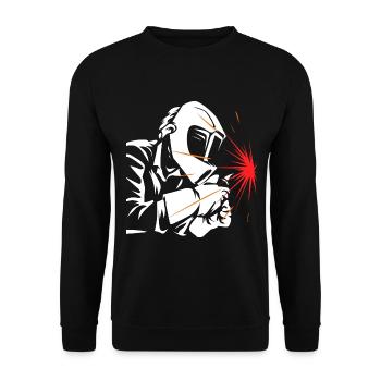 Wuchtiger Schweißer Schweißgerät - Unisex Pullover - Schwarz - Vorne - Alina (178cm) & Michal (187cm)