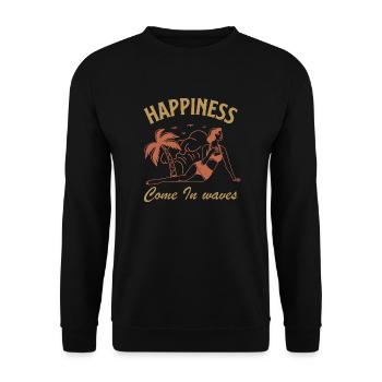 Happiness Come in Waves - Unisex Pullover - Schwarz - Vorne - Alina (178cm) & Michal (187cm)