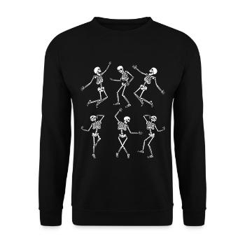 Halloween Kostümparty Skelett-Tanz - Unisex Pullover - Schwarz - Vorne - Alina (178cm) & Michal (187cm)