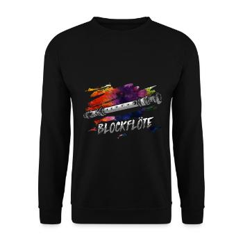 Begeisterte Blockflöten Musikschülerin - Unisex Pullover - Schwarz - Vorne - Alina (178cm) & Michal (187cm)