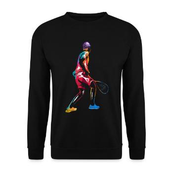 Wendiger Squash Vereinsspieler - Unisex Pullover - Schwarz - Vorne - Alina (178cm) & Michal (187cm)