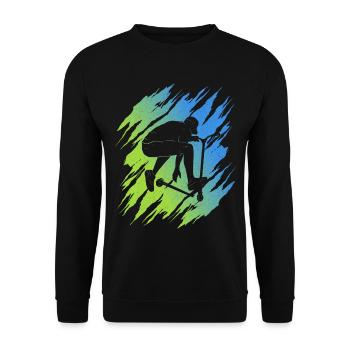 Stunt Scooter Tricks Roller Stuntroller Tretroller - Unisex Pullover - Schwarz - Vorne - Alina (178cm) & Michal (187cm)