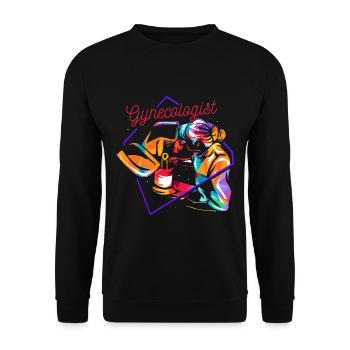 Einfühlsame Gynäkologin Sprechstunde - Unisex Pullover - Schwarz - Vorne - Alina (178cm) & Michal (187cm)