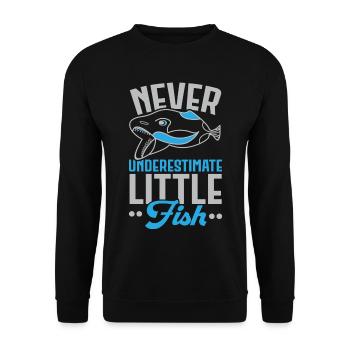 Unterschätzen Sie niemals kleine Fische Aquarianer - Unisex Pullover - Schwarz - Vorne - Alina (178cm) & Michal (187cm)