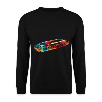 Kehlige Mundharmonika Straßenmusik - Unisex Pullover - Schwarz - Vorne - Alina (178cm) & Michal (187cm)