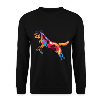 Wachsamer Rottweiler Familienwache - Unisex Pullover - Schwarz - Vorne - Alina (178cm) & Michal (187cm)