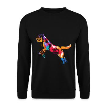 Wachsamer Rottweiler Familienwache - Unisex Pullover - Schwarz - Vorne - Alina (178cm) & Michal (187cm)