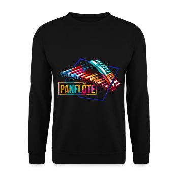 Beschwingte Panflöte Hirtenklang - Unisex Pullover - Schwarz - Vorne - Alina (178cm) & Michal (187cm)