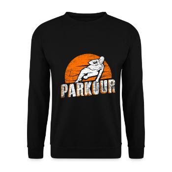 Waghalsiger Parkour Stadtläufer - Unisex Pullover - Schwarz - Vorne - Alina (178cm) & Michal (187cm)