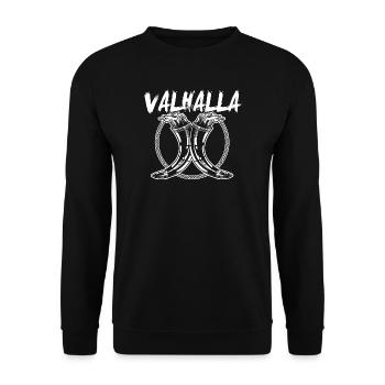 Valhalla Kelch Horn Wikinger Getränk - Unisex Pullover - Schwarz - Vorne - Alina (178cm) & Michal (187cm)