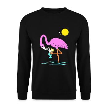 Flamingo Graphic Flamingoliebhaber Cocktailtrinker - Unisex Pullover - Schwarz - Vorne - Alina (178cm) & Michal (187cm)
