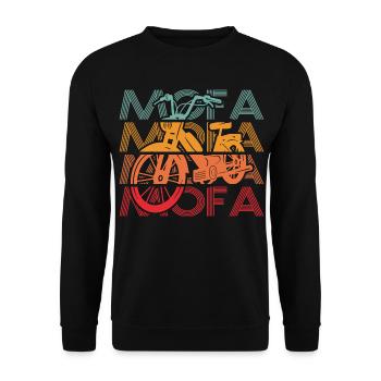 Mofa Moped Mofafahrer Mopedfahrer - Unisex Pullover - Schwarz - Vorne - Alina (178cm) & Michal (187cm)