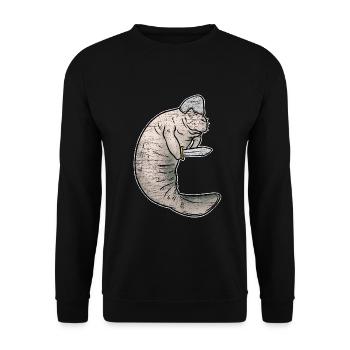 Gemächliche Seekuh Meeressäuger - Unisex Pullover - Schwarz - Vorne - Alina (178cm) & Michal (187cm)