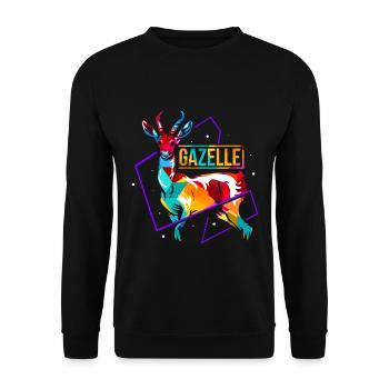 Federleichte Gazelle Afrikasafari - Unisex Pullover - Schwarz - Vorne - Alina (178cm) & Michal (187cm)