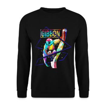 Furchtloser Gibbon Dschungelpfad - Unisex Pullover - Schwarz - Vorne - Alina (178cm) & Michal (187cm)