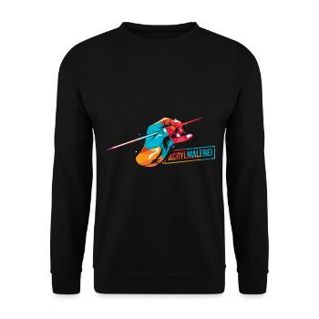 Lebendige Acrylmalerei Leinwand - Unisex Pullover - Schwarz - Vorne - Alina (178cm) & Michal (187cm)