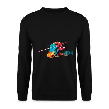 Lebendige Acrylmalerei Leinwand - Unisex Pullover - Schwarz - Vorne - Alina (178cm) & Michal (187cm)