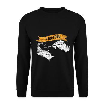 Scharfsinniger Virologe Mikroskop - Unisex Pullover - Schwarz - Vorne - Alina (178cm) & Michal (187cm)