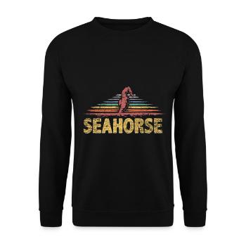 Anmutiges Seepferdchen Seegrasbett - Unisex Pullover - Schwarz - Vorne - Alina (178cm) & Michal (187cm)