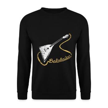 Feurige Balalaika Straßenmusik - Unisex Pullover - Schwarz - Vorne - Alina (178cm) & Michal (187cm)