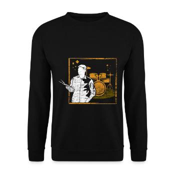 Rhythmischer Schlagzeuger Bandauftritt - Unisex Pullover - Schwarz - Vorne - Alina (178cm) & Michal (187cm)