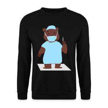 Schneidiger Bärenchirurg Skalpell - Unisex Pullover - Schwarz - Vorne - Alina (178cm) & Michal (187cm)