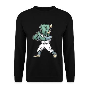 Schlagfertiger Triceratops Baseball - Unisex Pullover - Schwarz - Vorne - Alina (178cm) & Michal (187cm)