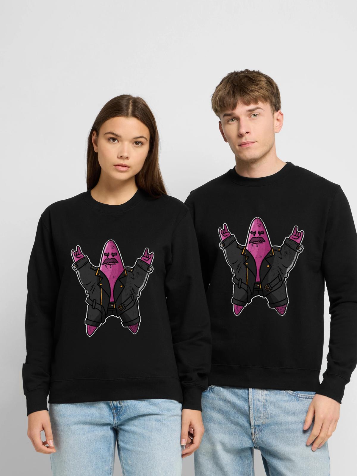 Funkelnder Seestern Korallenriff - Unisex Pullover - Schwarz - Vorne - Alina (178cm) & Michal (187cm)
