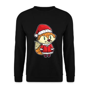 Festlicher Weihnachtsfuchs Winterwald - Unisex Pullover - Schwarz - Vorne - Alina (178cm) & Michal (187cm)