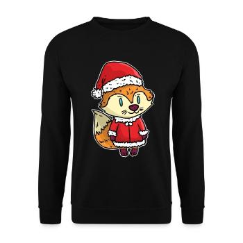 Festlicher Weihnachtsfuchs Winterwald - Unisex Pullover - Schwarz - Vorne - Alina (178cm) & Michal (187cm)
