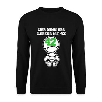 Durchgeknallter Lebenssinn Galaxis - Unisex Pullover - Schwarz - Vorne - Alina (178cm) & Michal (187cm)