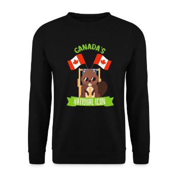 Sonnenbebrillter Biber Kanadaurlaub - Unisex Pullover - Schwarz - Vorne - Alina (178cm) & Michal (187cm)
