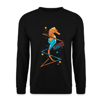 Seepferdchen Seepferd Hippocampus Hippo Polygon - Unisex Pullover - Schwarz - Vorne - Alina (178cm) & Michal (187cm)