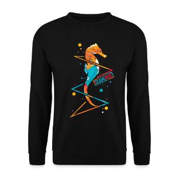 Seepferdchen Seepferd Hippocampus Hippo Polygon - Unisex Pullover - Schwarz - Vorne - Alina (178cm) & Michal (187cm)